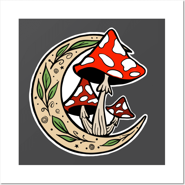 Mushroom moon Wall Art by Mystic Groove Goods